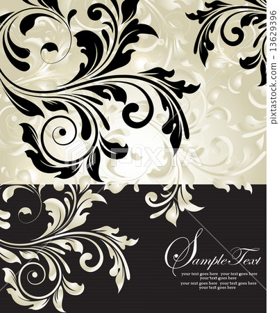 Vintage invitation card with ornate elegant abstract floral desi 13629396