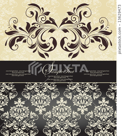 Vintage invitation card with ornate elegant abstract floral desi Vintage invitation card with ornate elegant abstract floral desi 13629473