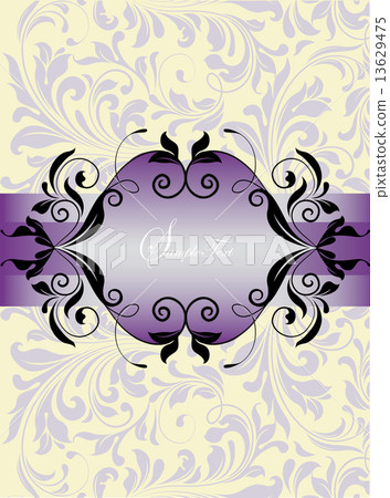 Vintage invitation card with ornate elegant abstract floral desi 13629475