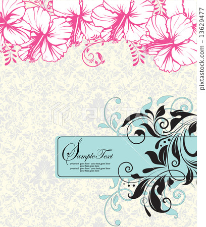 Vintage invitation card with ornate elegant retro abstract flora 13629477
