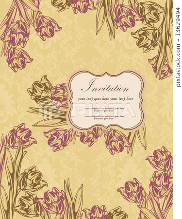 Vintage invitation card with ornate elegant retro abstract flora Vintage invitation card with ornate elegant retro abstract flora 13629494