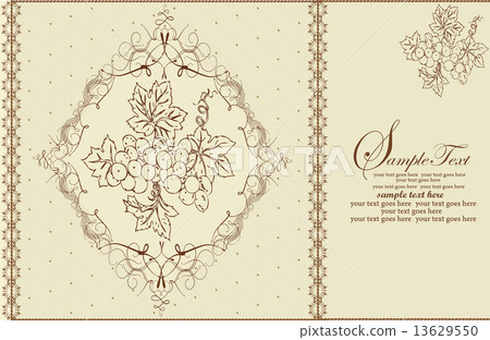 Vintage invitation card with ornate elegant abstract floral grap 13629550