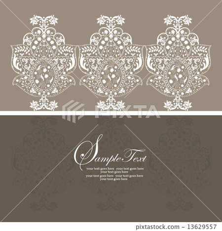 Vintage invitation card with ornate floral design Vintage invitation card with ornate floral design 13629557