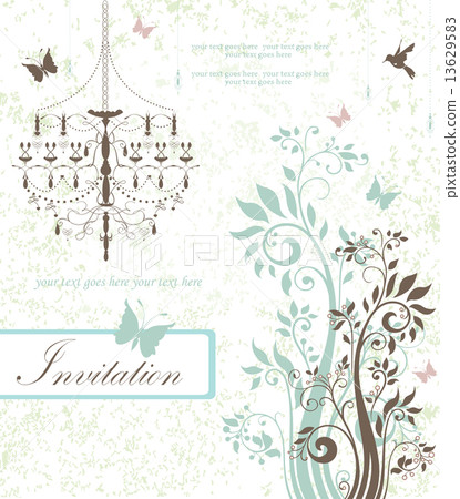 Vintage invitation card with ornate elegant retro abstract flora 13629583