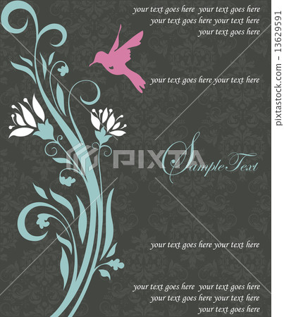 Vintage invitation card with ornate elegant retro abstract flora 13629591