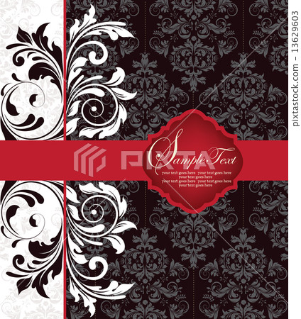 Vintage invitation card with ornate elegant abstract floral desi Vintage invitation card with ornate elegant abstract floral desi 13629603