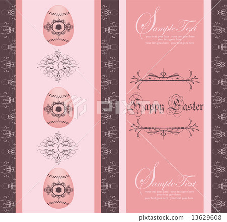 Vintage easter invitation card with ornate elegant abstract flor Vintage easter invitation card with ornate elegant abstract flor 13629608