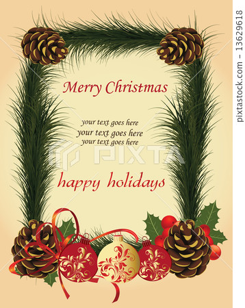 Vintage Christmas card with ornate elegant retro abstract floral Vintage Christmas card with ornate elegant retro abstract floral 13629618