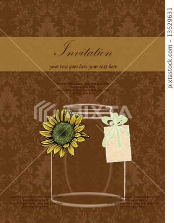 Vintage invitation card with ornate elegant retro abstract flora 13629631