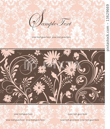 Vintage invitation card with ornate elegant retro abstract flora Vintage invitation card with ornate elegant retro abstract flora 13629669