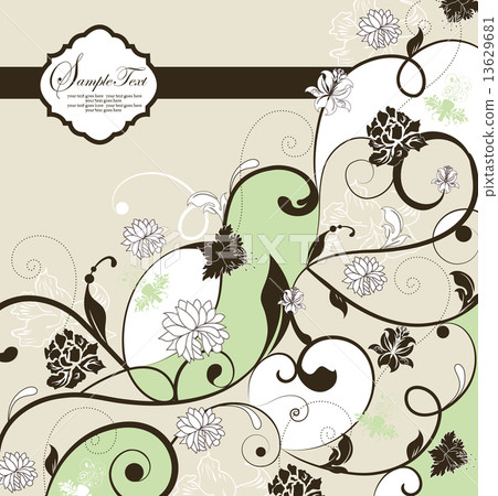 Vintage invitation card with ornate elegant retro abstract flora 13629681