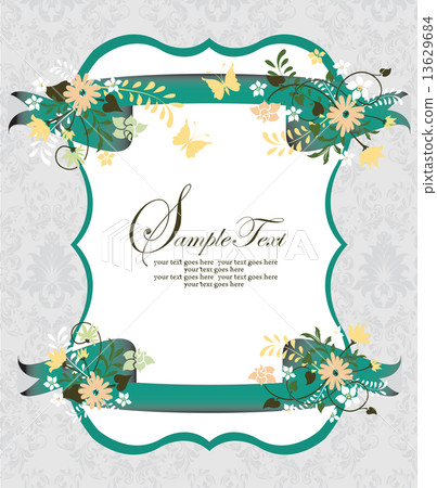 Vintage invitation card with ornate elegant retro abstract flora Vintage invitation card with ornate elegant retro abstract flora 13629684