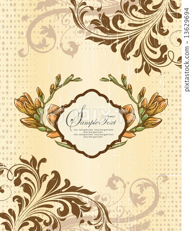 Vintage invitation card with ornate elegant retro abstract flora Vintage invitation card with ornate elegant retro abstract flora 13629694