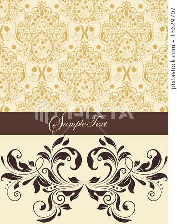 Vintage invitation card with ornate elegant abstract floral desi Vintage invitation card with ornate elegant abstract floral desi 13629702