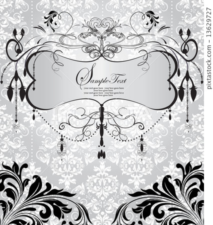 Vintage invitation card with ornate elegant abstract floral desi Vintage invitation card with ornate elegant abstract floral desi 13629727