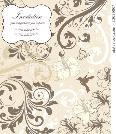 Vintage invitation card with ornate elegant retro abstract flora 13629804
