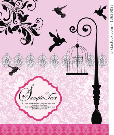 Vintage invitation card with ornate elegant retro abstract flora 13629855