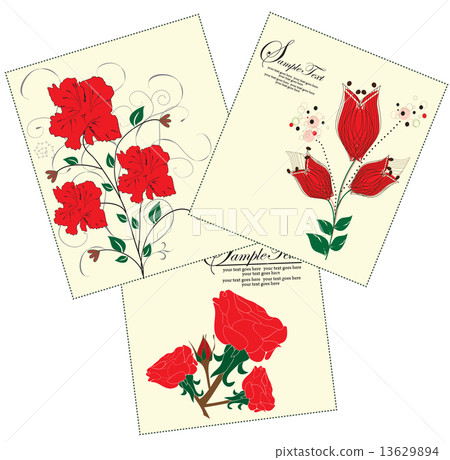 Vector floral background with red flowers 13629894
