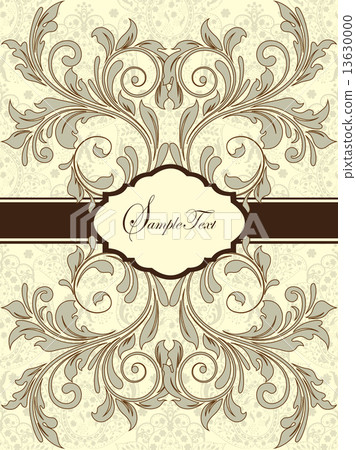 Vintage invitation card with ornate elegant abstract floral desi Vintage invitation card with ornate elegant abstract floral desi 13630000