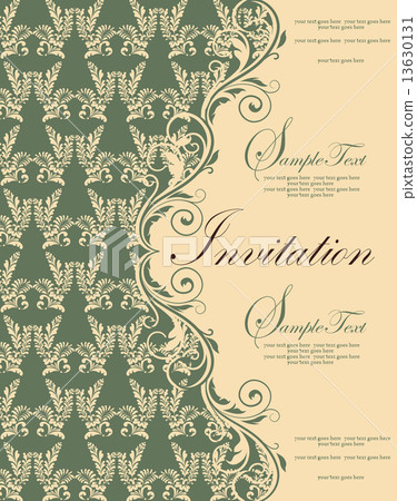 Vintage invitation card with ornate elegant retro abstract flora 13630131
