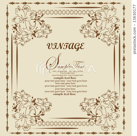 Vintage invitation card with ornate elegant abstract floral desi 13630177