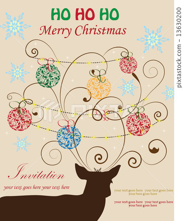 Vintage Christmas card with ornate elegant retro abstract floral 13630200