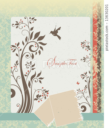 Vintage invitation card with ornate elegant retro abstract flora 13630201
