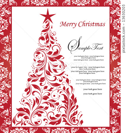 Vintage Christmas card with ornate elegant abstract floral desig 13630203