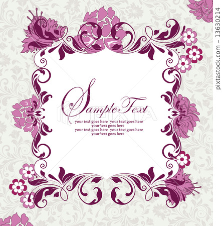 Vintage invitation card with ornate elegant abstract floral desi 13630214