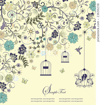 Vintage invitation card with ornate elegant retro abstract flora 13630238