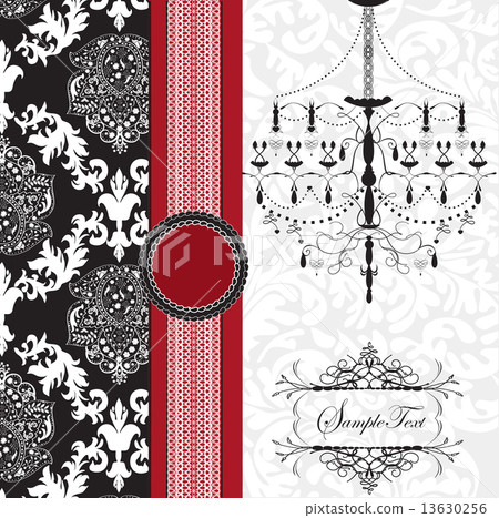 Vintage invitation card with ornate elegant abstract floral desi 13630256