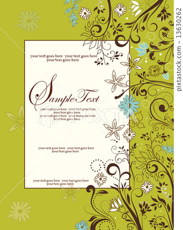 Vintage invitation card with ornate elegant retro abstract flora 13630262
