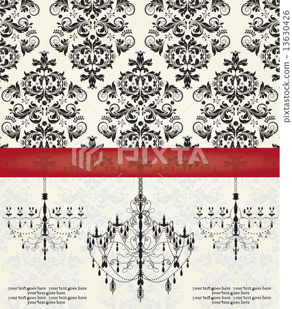 Vintage invitation card with ornate elegant abstract floral desi 13630426