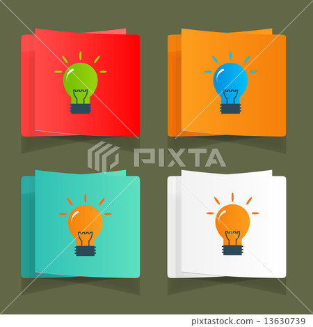 Set of simple icons flat color light bulbs 13630739