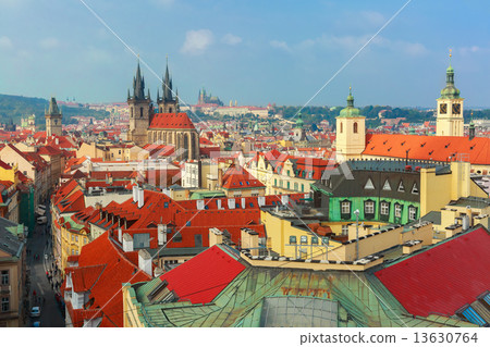 Aerial view over Old Town in Prague, Czech Republic 13630764