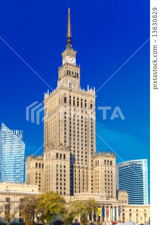 Palace of Culture and Science in Warsaw city downtown, Poland. 13630829