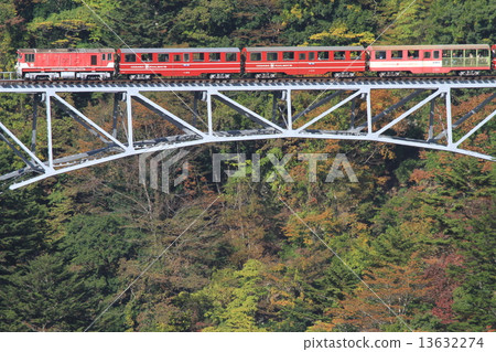 (Shizuoka Prefecture) Train running Oosawa Railway Seki Izawa Railway Bridge (Shizuoka Prefecture) Train running Oosawa Railway Seki Izawa Railway Bridge 13632274