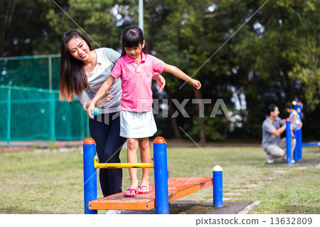 Asian Mother and Daughter in the Park Asian Mother and Daughter in the Park 13632809