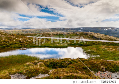 Mountain lake in Norway 13634203