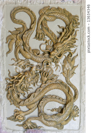 Dragon Sculpture on a wall 13634346