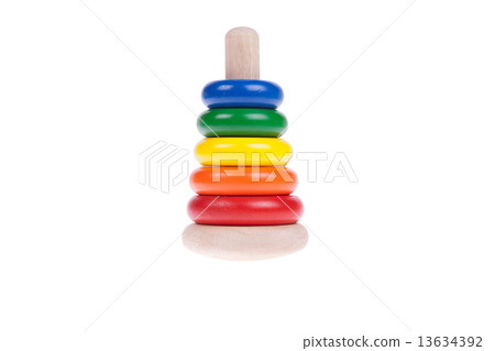 Colorful wooden toy isolated on white background 13634392