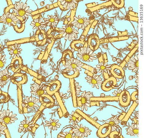 Sketch keys with daisy Sketch keys with daisy 13635169