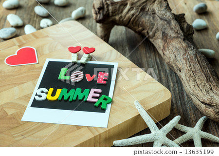 Love Summer word on Blank instant photo 13635199