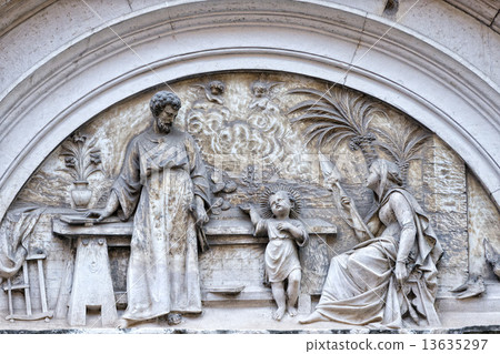 jesus joseph and mary bas relief 13635297