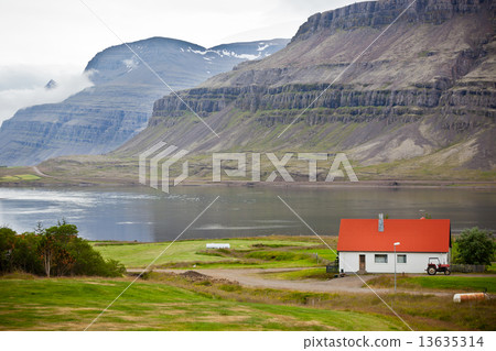 Typical Farm House at Icelandic Fjord Coast Typical Farm House at Icelandic Fjord Coast 13635314