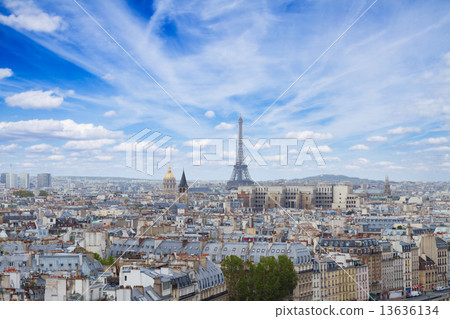 skyline of Paris with eiffel tower skyline of Paris with eiffel tower 13636134