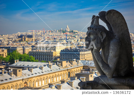 Chimere looking toward Basilica of the Sacred Heart at Notre Dam 13636172