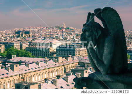 Chimere looking toward Basilica of the Sacred Heart at Notre Dam 13636173