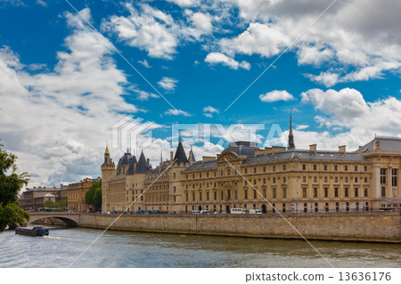 River Seine and the Conciergerie in Paris, France 13636176