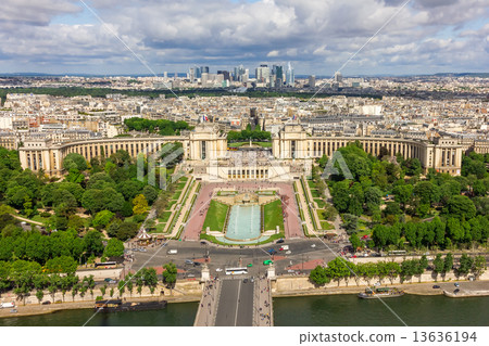 View of Paris - River Seine, the Palais de Chaillot, La Defense 13636194